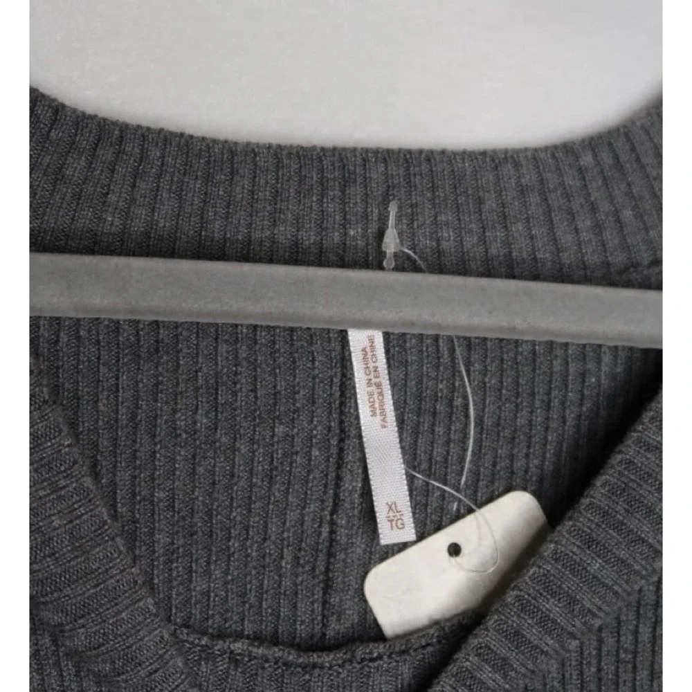 Free People‎ Time On My Side Sweater Dress NWT XL Gray Drop Waist Ribbed Mini